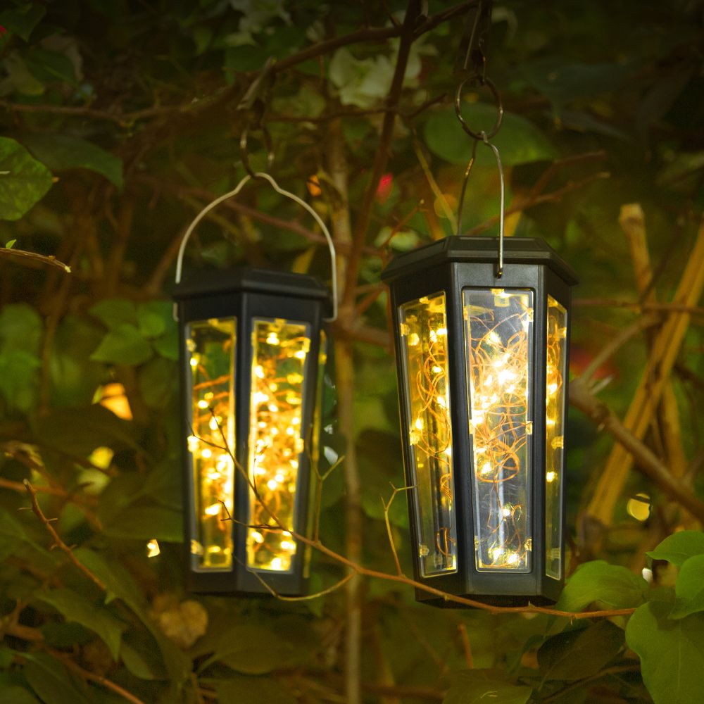 Hexagonal LED light string hanging light Solar light outdoor garden light automatic light after dark garden courtyard atmosphere decoration insert outdoor light Intelligent light IP65 outdoor waterproof 1600MAH AA NI-MH Steady on + blinking view 2